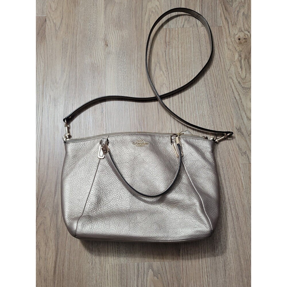 Coach Kelsey Pebble Shoulder Bag Crossbody Pewter Silver Purse